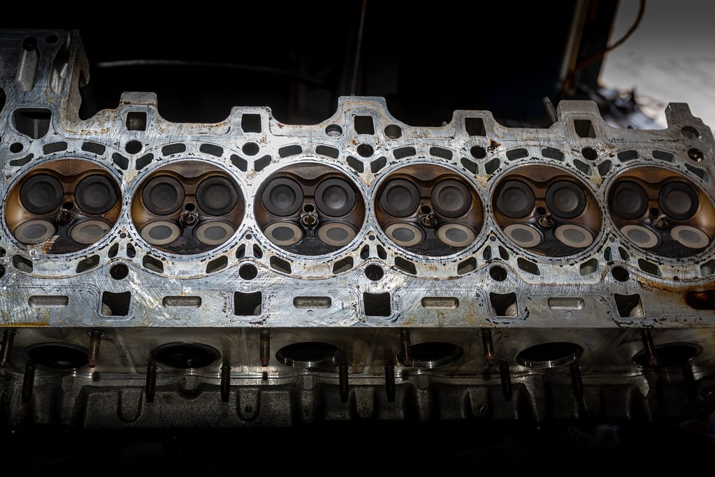six cylinders head of engine with valves