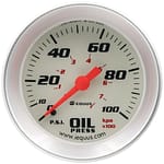 2.0 Dia Oil Pressure Gauge Silver  0-100psi
