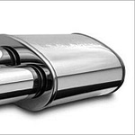 Stainless Muffler 2.25in In / Dual 3in Tips Out