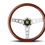 Indy Steering Wheel Wood/Brushed Silver - DISCONTINUED