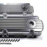 SBF Cast Alm Valve Cover Set Finned Style Pol. - DISCONTINUED