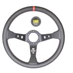 Corsica Steering Wheel Black and Red Leather - DISCONTINUED