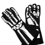 Single Layer White Skeleton Gloves Large
