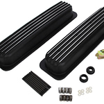 SBC 87-UP Valve Covers Short Finned Black - DISCONTINUED