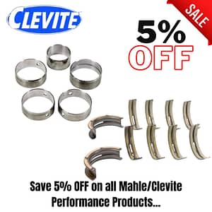 Clevite engine bearings 5% sale advertisement.